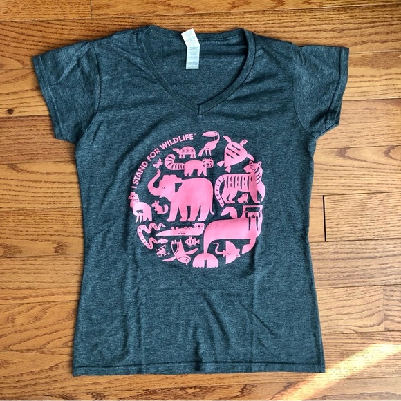 Gildan Soft Cotton Washington DC Zoo Logo Print Gray Tee Women’s Size M NWOT - Picture 7 of 7